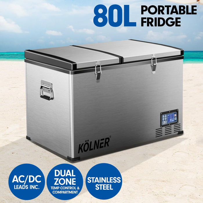 Kolner 80l Portable Fridge Cooler Freezer Camping Car Travel Refrigerator - Outbackers