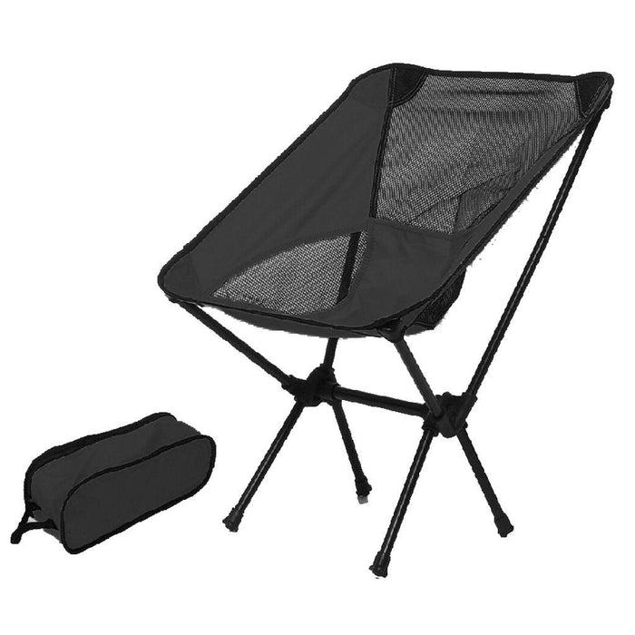 Ultralight Aluminum Alloy Folding Camping Camp Chair Outdoor Hiking Patio Backpacking Black - Outbackers