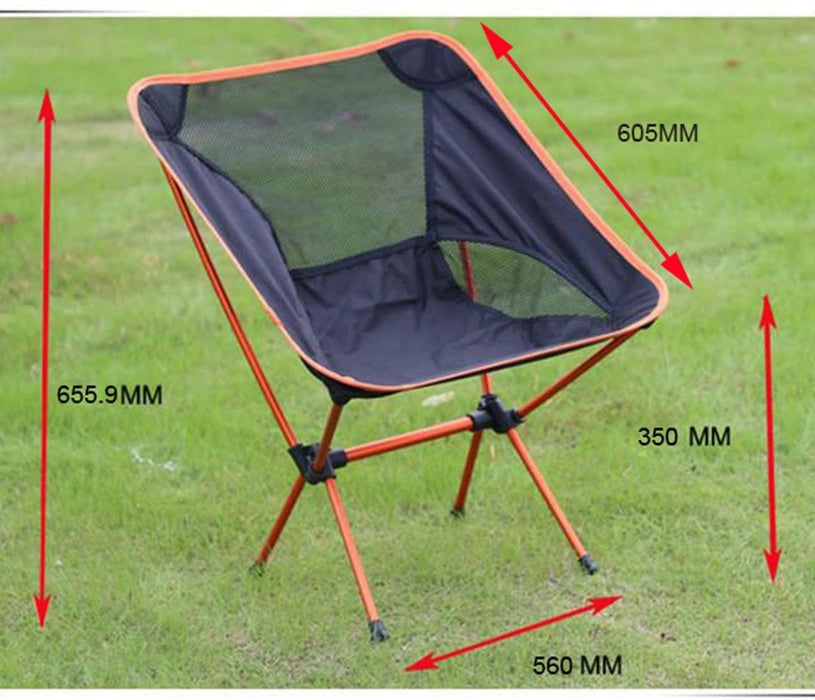 Ultralight Aluminum Alloy Folding Camping Camp Chair Outdoor Hiking Patio Backpacking Black - Outbackers