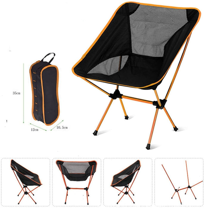 Ultralight Aluminum Alloy Folding Camping Camp Chair Outdoor Hiking Patio Backpacking Black - Outbackers