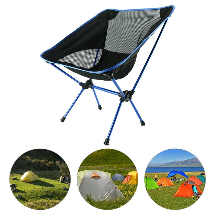 Ultralight Aluminum Alloy Folding Camping Camp Chair Outdoor Hiking Patio Backpacking Full Blue - Outbackers