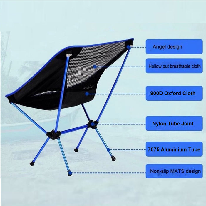 Ultralight Aluminum Alloy Folding Camping Camp Chair Outdoor Hiking Patio Backpacking Red - Outbackers