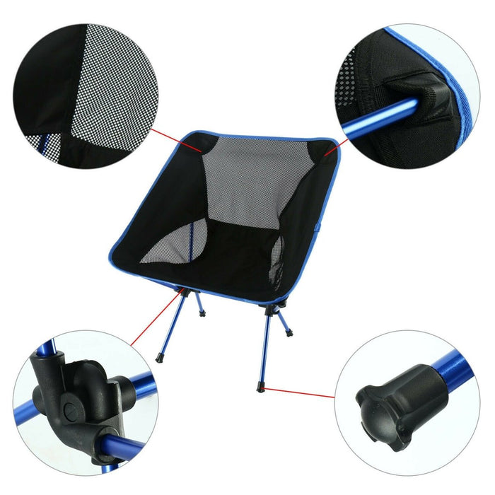 Ultralight Aluminum Alloy Folding Camping Camp Chair Outdoor Hiking Blue - Outbackers