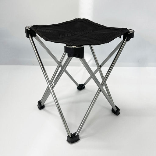 Mini Portable Outdoor Folding Stool Camping Fishing Picnic Chair Seat 80kg Black - Outbackers