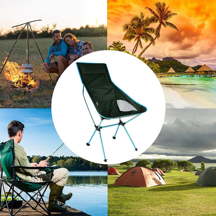 Camping Chair Folding High Back Backpacking Chair with Headrest, Lightweight Portable Compact for Outdoor Camp, Travel, Beach, Picnic, Festival - Outbackers