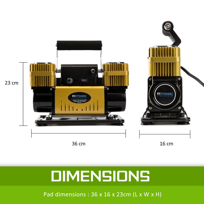 Dynamic Power Gold Portable Car Tyre Air Compressor Deflator Inflator 300L/MIN 12V - Outbackers