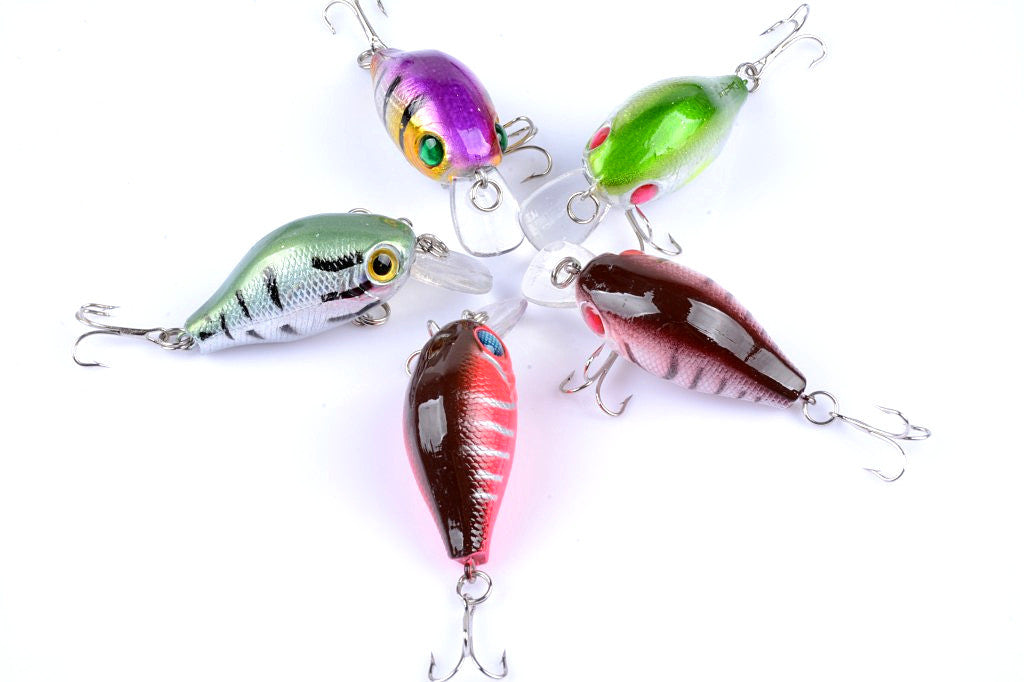5x 5.5cm Popper Crank Bait Fishing Lure Lures Surface Tackle Saltwater - Outbackers
