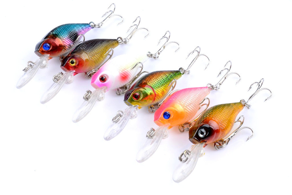 6x 6cm Popper Crank Bait Fishing Lure Lures Surface Tackle Saltwater - Outbackers