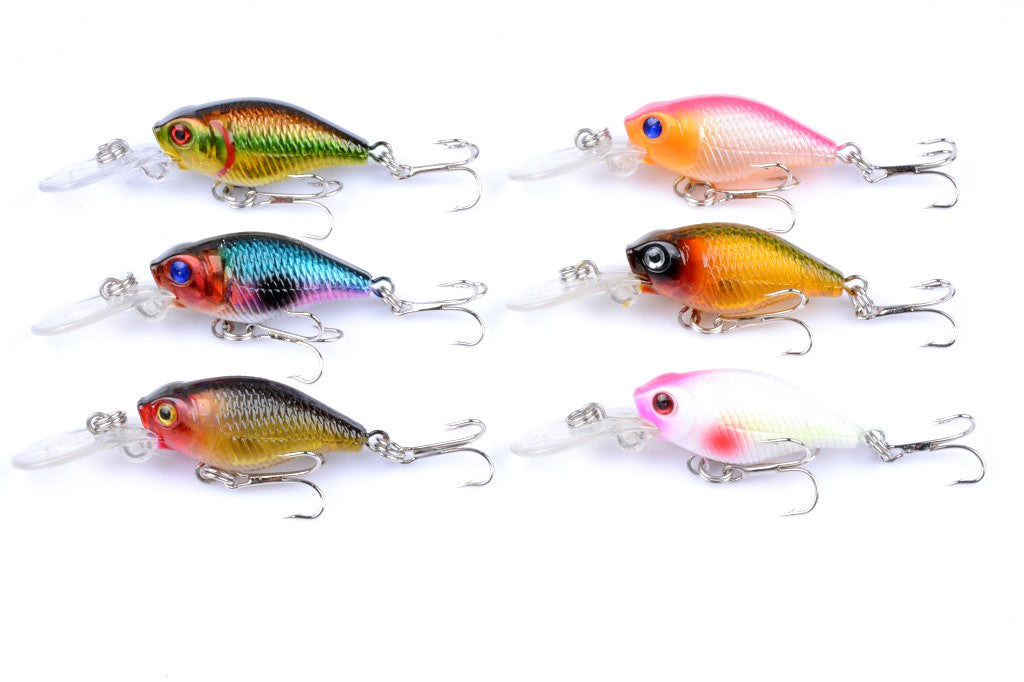 6x 6cm Popper Crank Bait Fishing Lure Lures Surface Tackle Saltwater - Outbackers