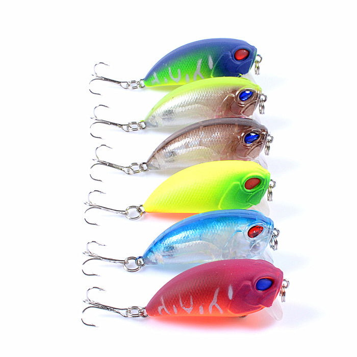 6x Popper Crank 5.1cm Fishing Lure Lures Surface Tackle Fresh Saltwater - Outbackers