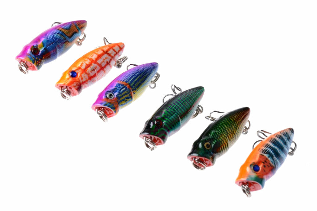 6X 3.5cm Popper Poppers Fishing Lure Lures Surface Tackle Fresh Saltwater - Outbackers