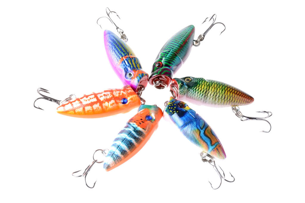 6X 3.5cm Popper Poppers Fishing Lure Lures Surface Tackle Fresh Saltwater - Outbackers