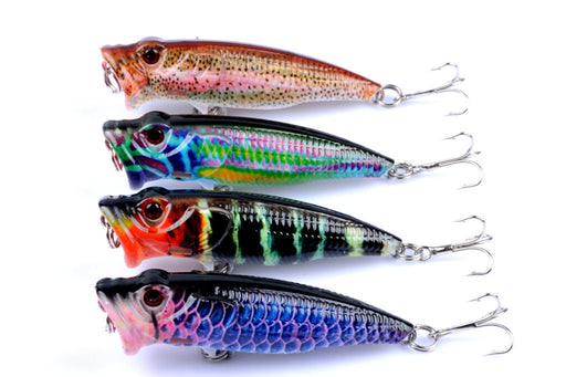 4X 6.5cm Popper Poppers Fishing Lure Lures Surface Tackle Fresh Saltwater - Outbackers