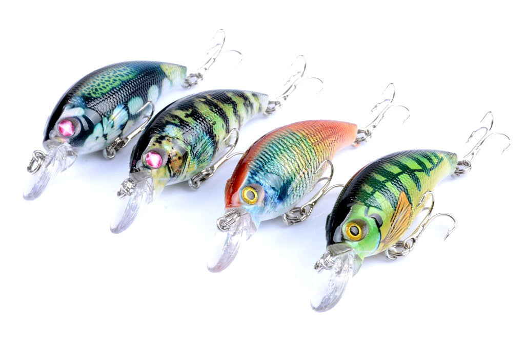 4x 7.5cm Popper Crank Bait Fishing Lure Lures Surface Tackle Saltwater - Outbackers