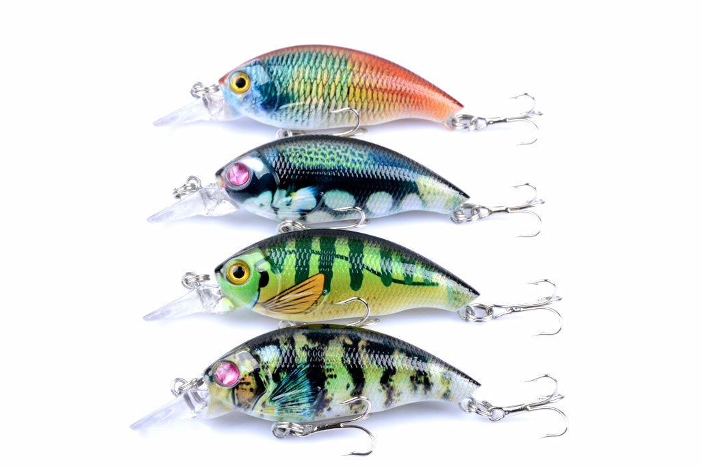 4x 7.5cm Popper Crank Bait Fishing Lure Lures Surface Tackle Saltwater - Outbackers