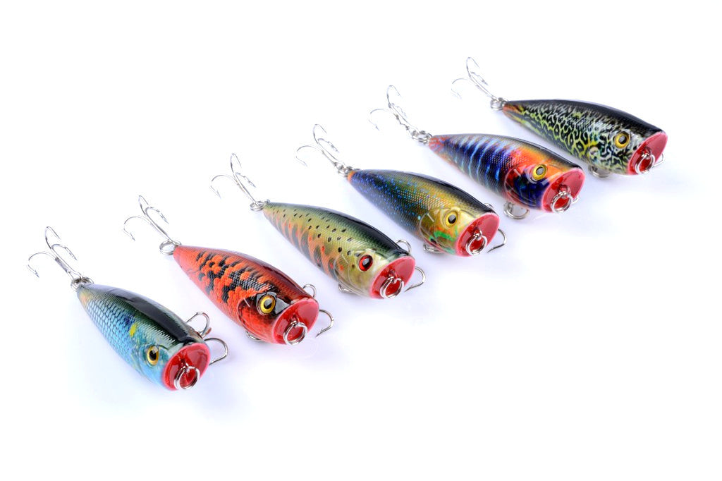 6X 6cm Popper Poppers Fishing Lure Lures Surface Tackle Fresh Saltwater - Outbackers