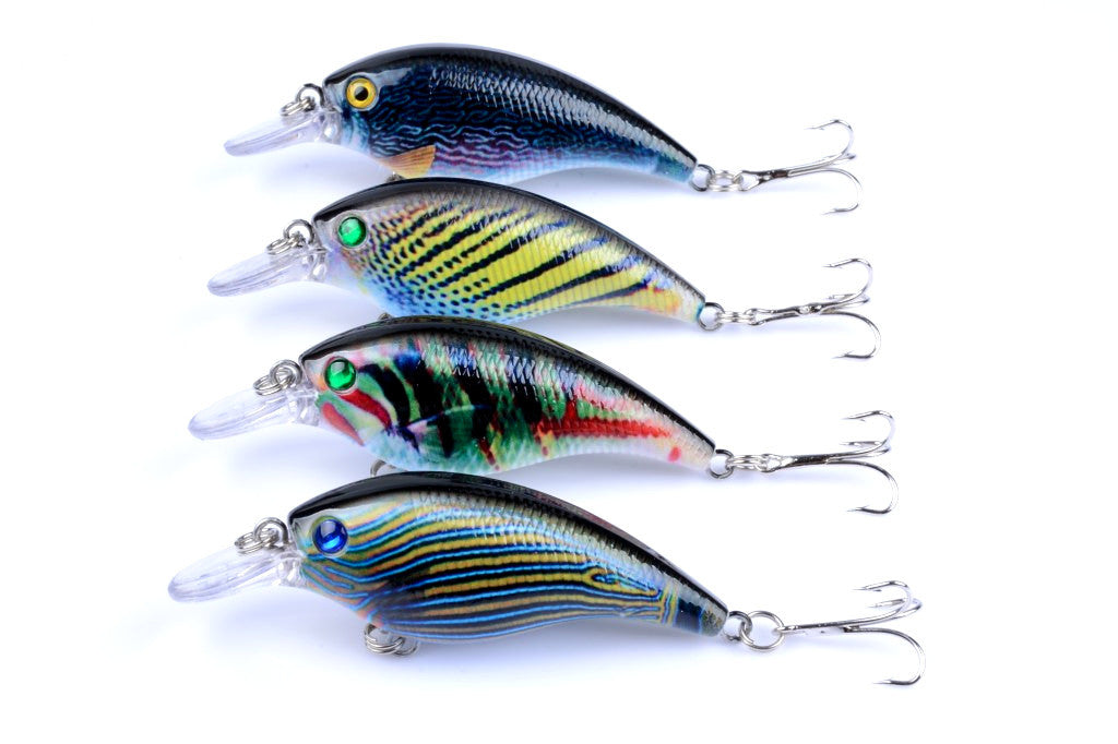 4x 7.5cm Popper Crank Bait Fishing Lure Lures Surface Tackle Saltwater - Outbackers