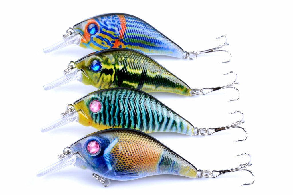 4x 7.5cm Popper Crank Bait Fishing Lure Lures Surface Tackle Saltwater - Outbackers