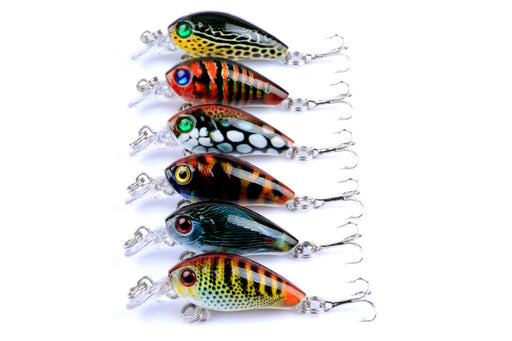 6x 4.5cm Popper Crank Bait Fishing Lure Lures Surface Tackle Saltwater - Outbackers