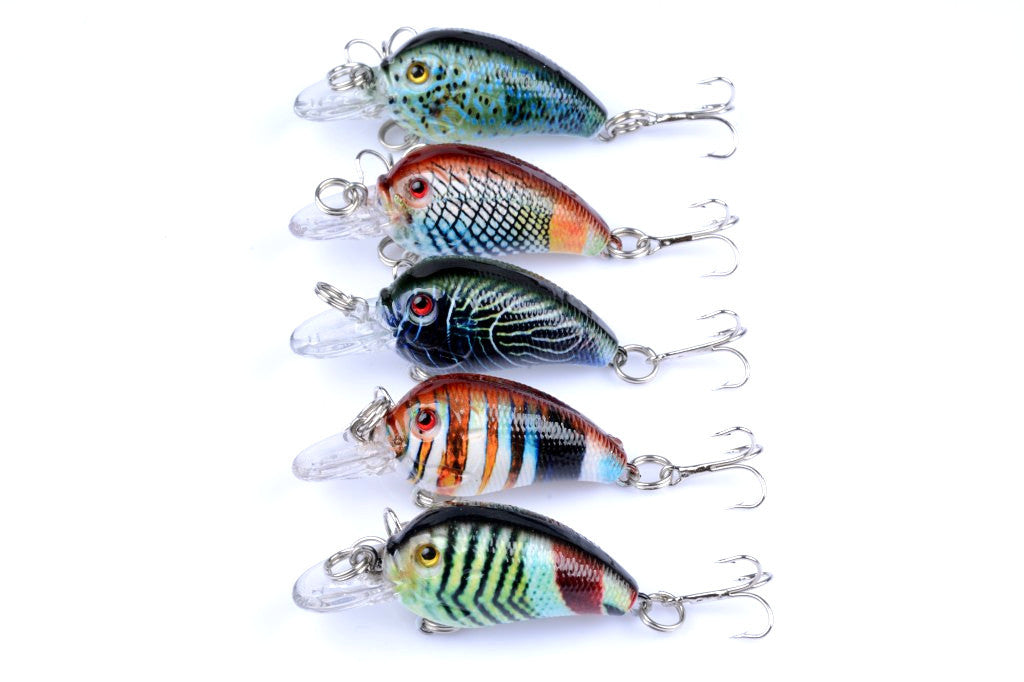 5x 4.5cm Popper Crank Bait Fishing Lure Lures Surface Tackle Saltwater - Outbackers