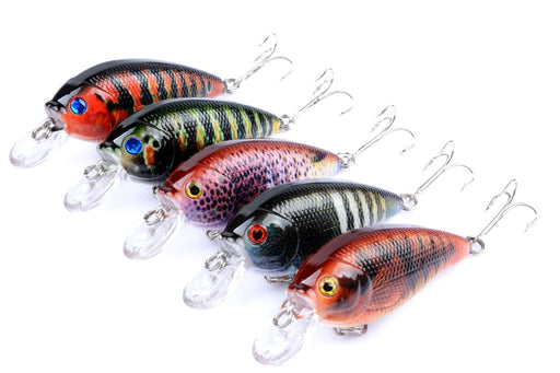 5x 7cm Popper Crank Bait Fishing Lure Lures Surface Tackle Saltwater - Outbackers