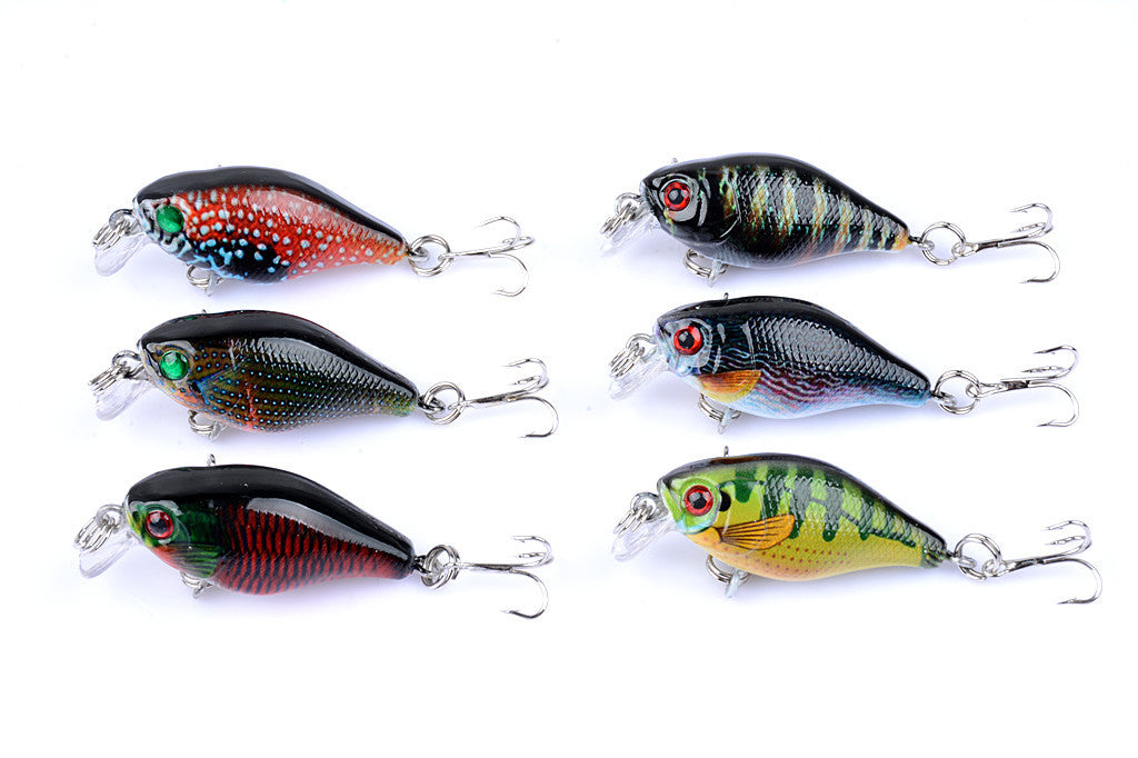 6x 4.3cm Popper Crank Bait Fishing Lure Lures Surface Tackle Saltwater - Outbackers