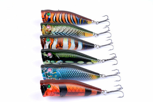 6X 7cm Popper Poppers Fishing Lure Lures Surface Tackle Fresh Saltwater - Outbackers