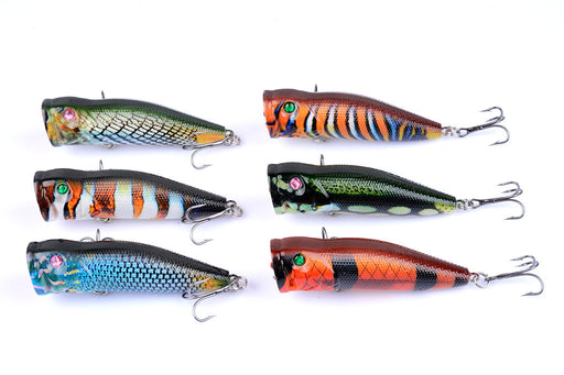6X 7cm Popper Poppers Fishing Lure Lures Surface Tackle Fresh Saltwater - Outbackers