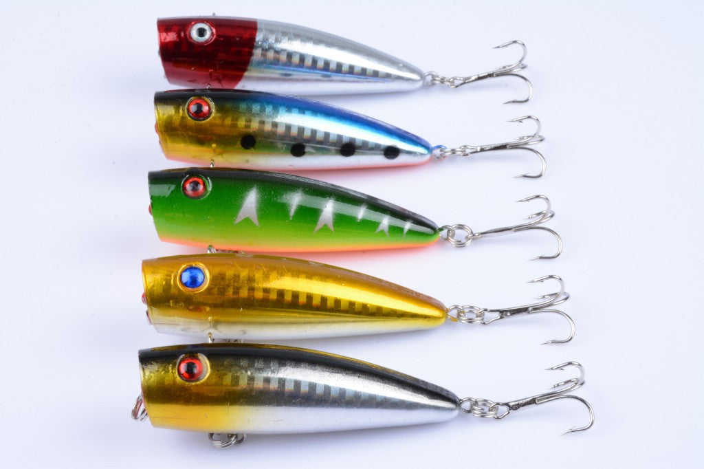 5X 7cm Popper Poppers Fishing Lure Lures Surface Tackle Fresh Saltwater - Outbackers