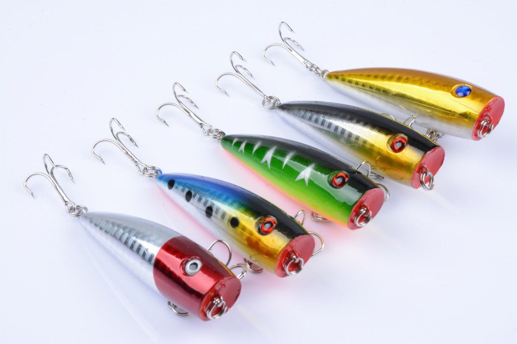 5X 7cm Popper Poppers Fishing Lure Lures Surface Tackle Fresh Saltwater - Outbackers