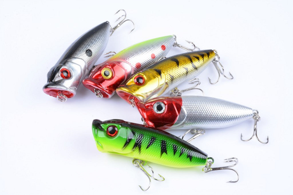 5X 6.5cm Popper Poppers Fishing Lure Lures Surface Tackle Fresh Saltwater - Outbackers