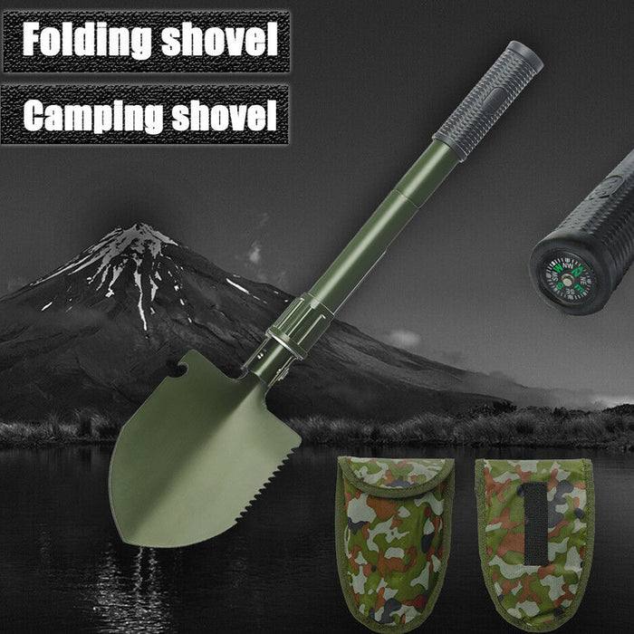 Survival Spade Camping Compass Mini Folding Shovel comes with carrying pouch - Outbackers