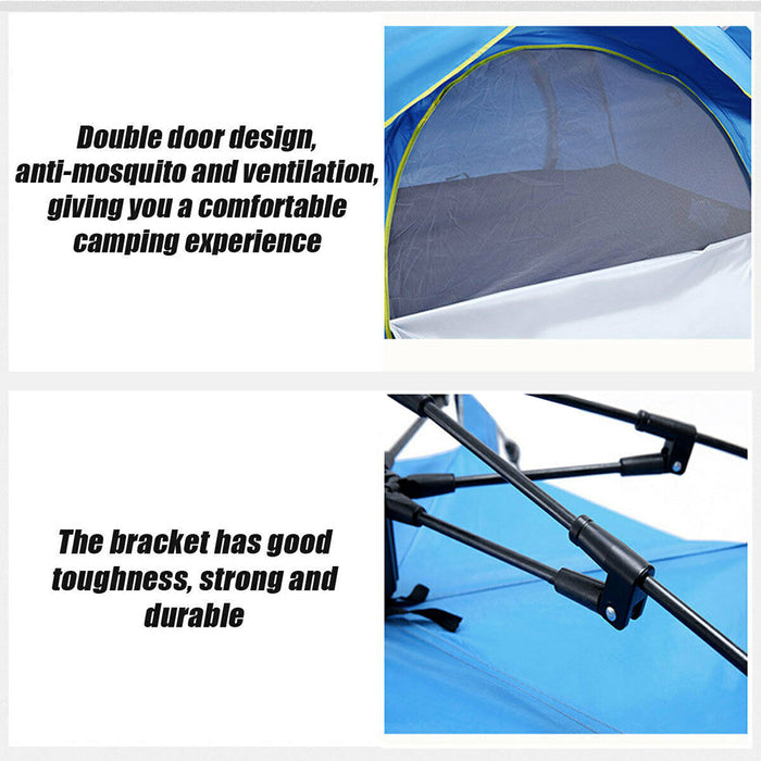 Waterproof Automatic Camping Tent 3-4 Person Come with Moisture Proof Pad(Blue) - Outbackers