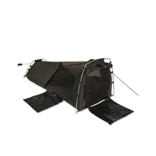 Single Swag Camping Swags Waterproof Canvas Biker Tent Hiking Mattress Black - Outbackers