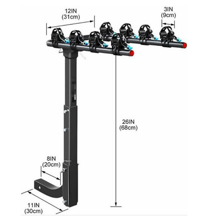 Premium 4-Bike Carrier Rack Hitch Mount Swing Down Bicycle Rack W/ 2" Receiver - Outbackers