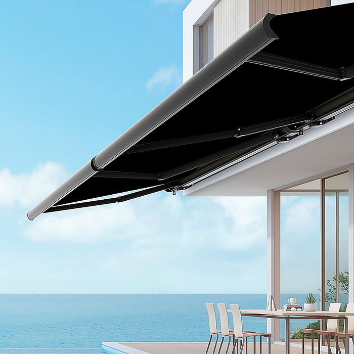 5.5m x 3.0m Retractable Folding Arm Awning Heavy Duty Full Cassette Motorised - Outbackers