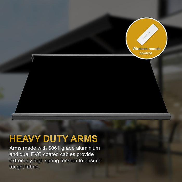 5.5m x 3.0m Retractable Folding Arm Awning Heavy Duty Full Cassette Motorised - Outbackers