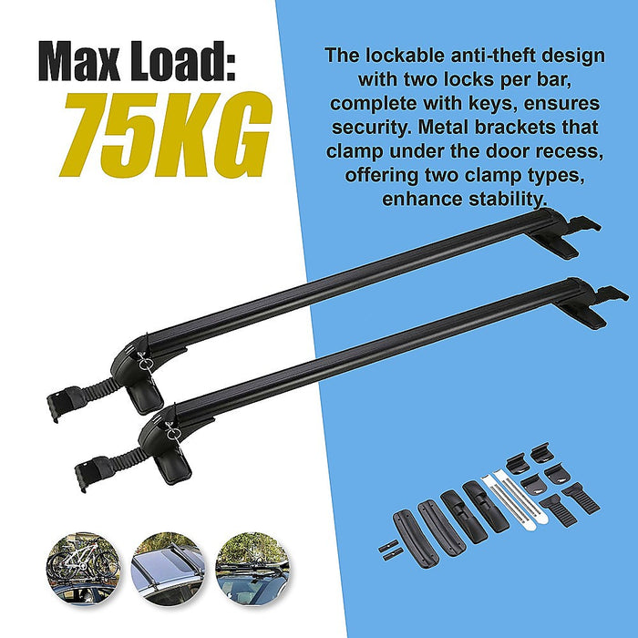 Lockable Aluminium Car Roof Rack Bars Without Rail Anti Theft Luggage Carrier - Outbackers