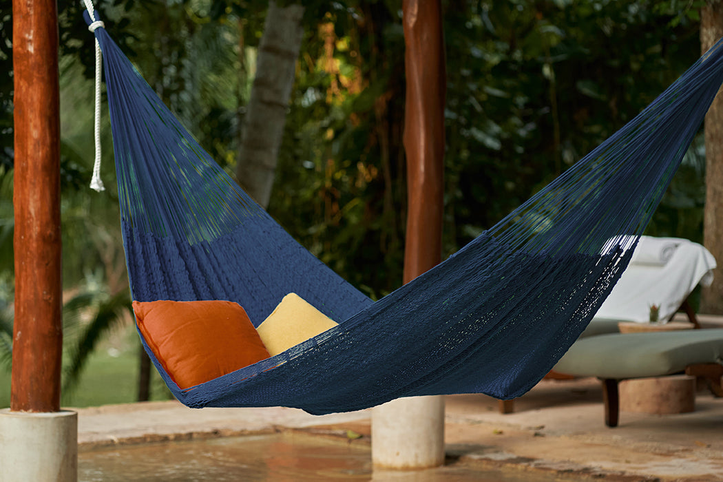 Outdoor undercover cotton Mayan Legacy hammock King size Blue - Outbackers