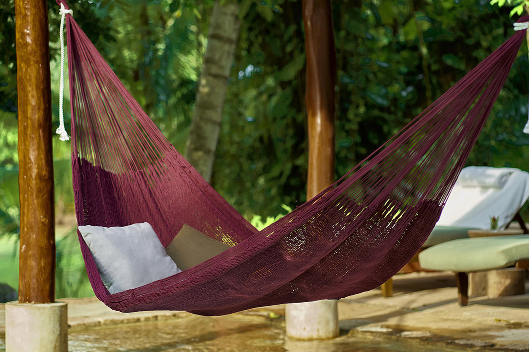 Outdoor undercover cotton Mayan Legacy hammock King size Maroon - Outbackers