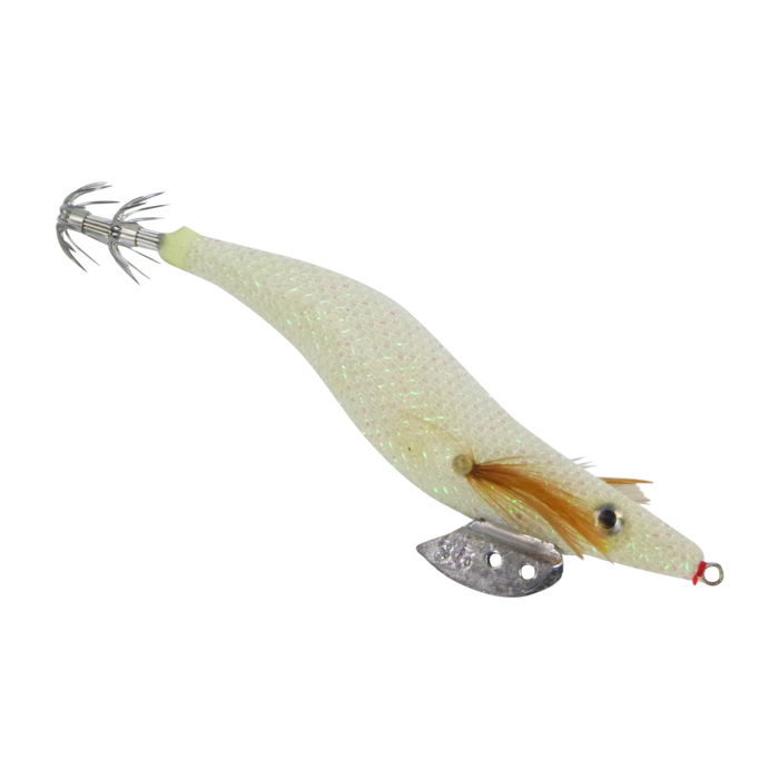 Finesse Rumoika Squid Jig, White Glow, size 3.5, 2 pack - Outbackers