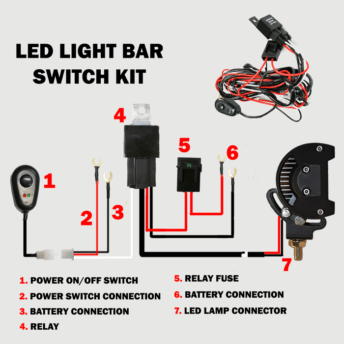 2way LED Universal Driving light Wiring Loom Harness 12V 24V 40A Relay Switch - Outbackers