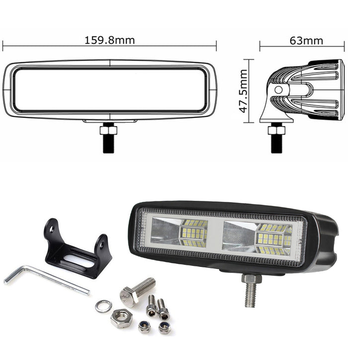 Pair 6inch 20w LED Work Driving Light Bar Ultra Flood Beam Lamp Reverse Offroad - Outbackers