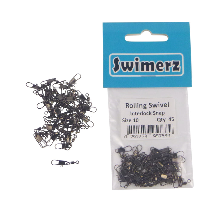 Swimerz Rolling Swivel w Interlock Snap, Size 10, 45 pack - Outbackers