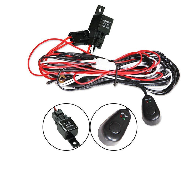 2way LED Universal Driving light Wiring Loom Harness 12V 24V 40A Relay Switch - Outbackers