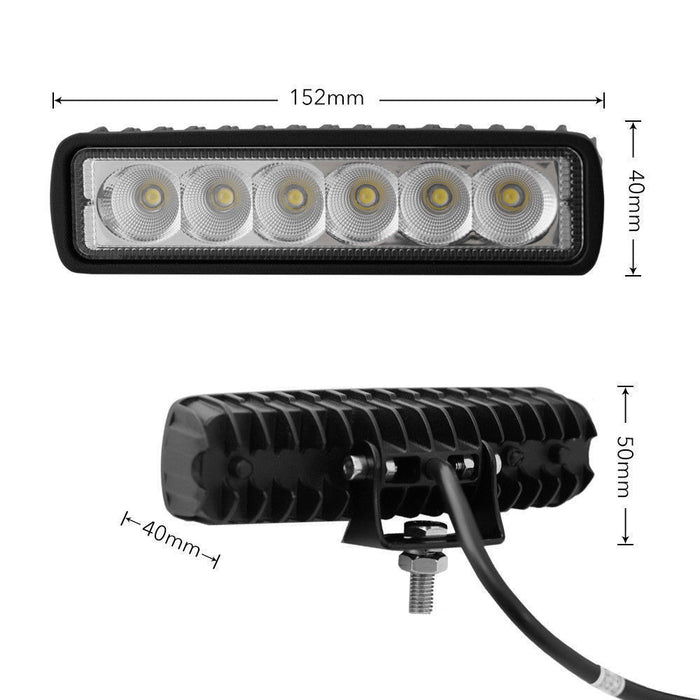 2 x 6inch 18W LED Work Light Bar Driving Lamp Flood Truck Offroad MINING UTE 4WD - Outbackers